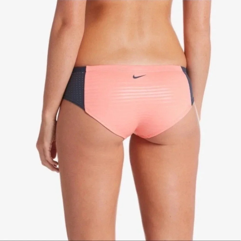 Nike Tonal Stripe Hipster Bikini Bottoms Coral M v6x